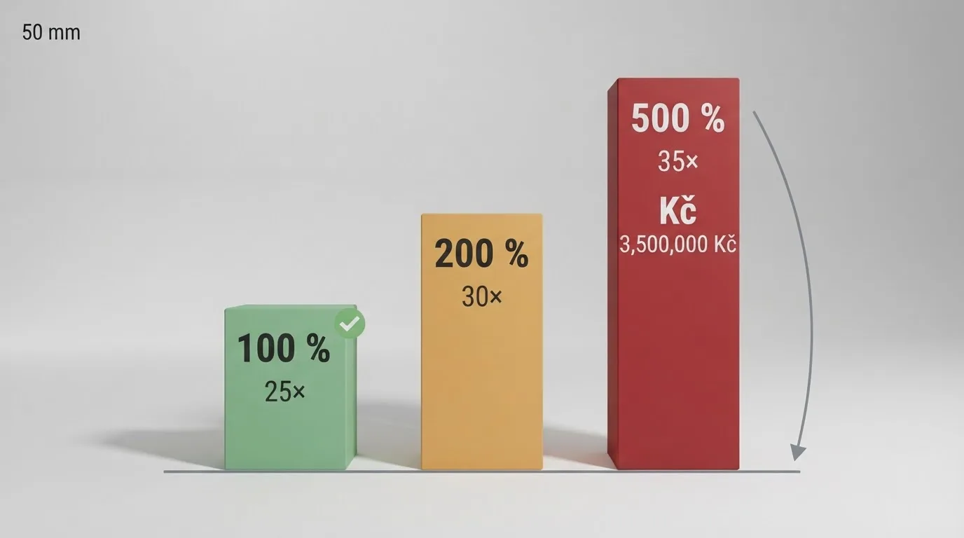 Grafické srovnání tří sloupců — 100% bonus s nízkým protočením, 200% se středním, 500% s vysokým — ukazující celkový obrat nutný k uvolnění